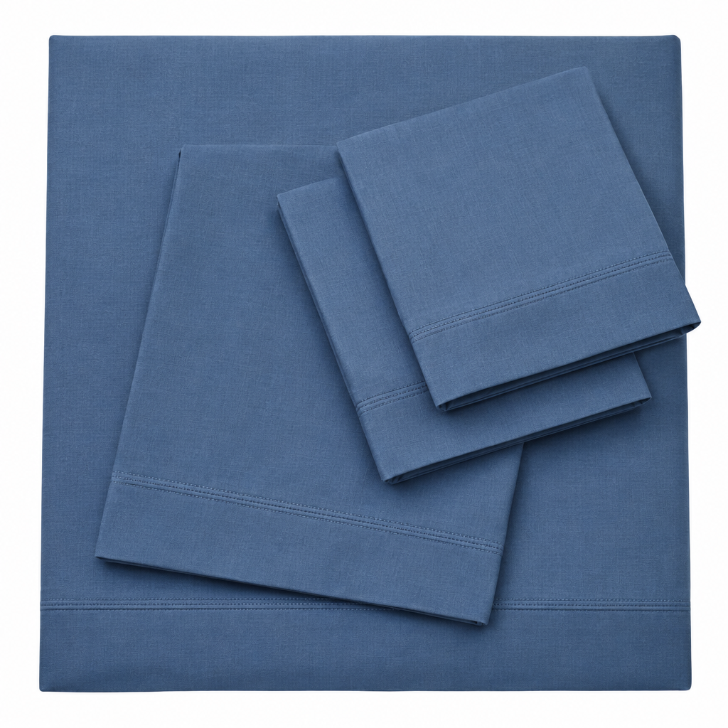Classic Blue Sheets flat lay
