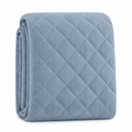 Blue Quilted Throw Blanket folded upright