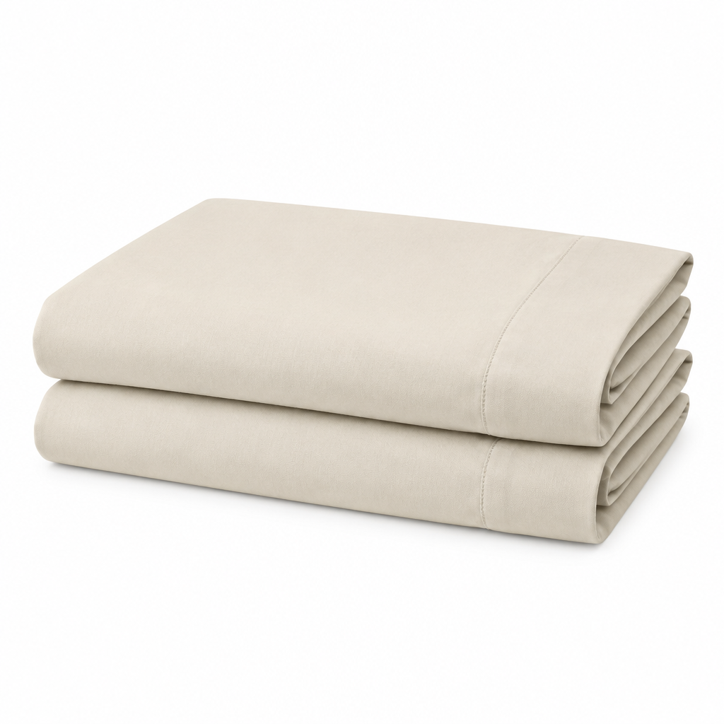 Cream Cotton Pillowcase Set folded stack