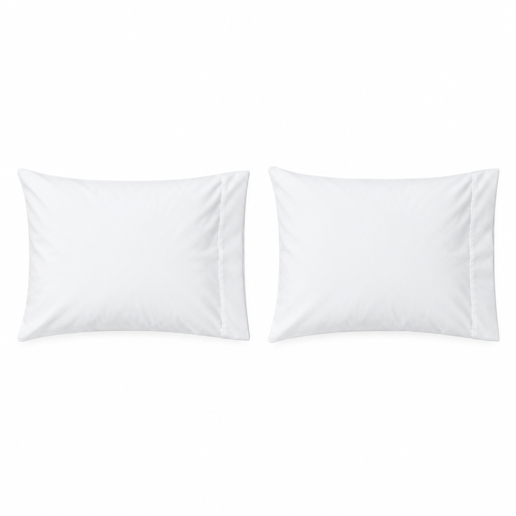 White Cotton Pillowcase Set flat lay