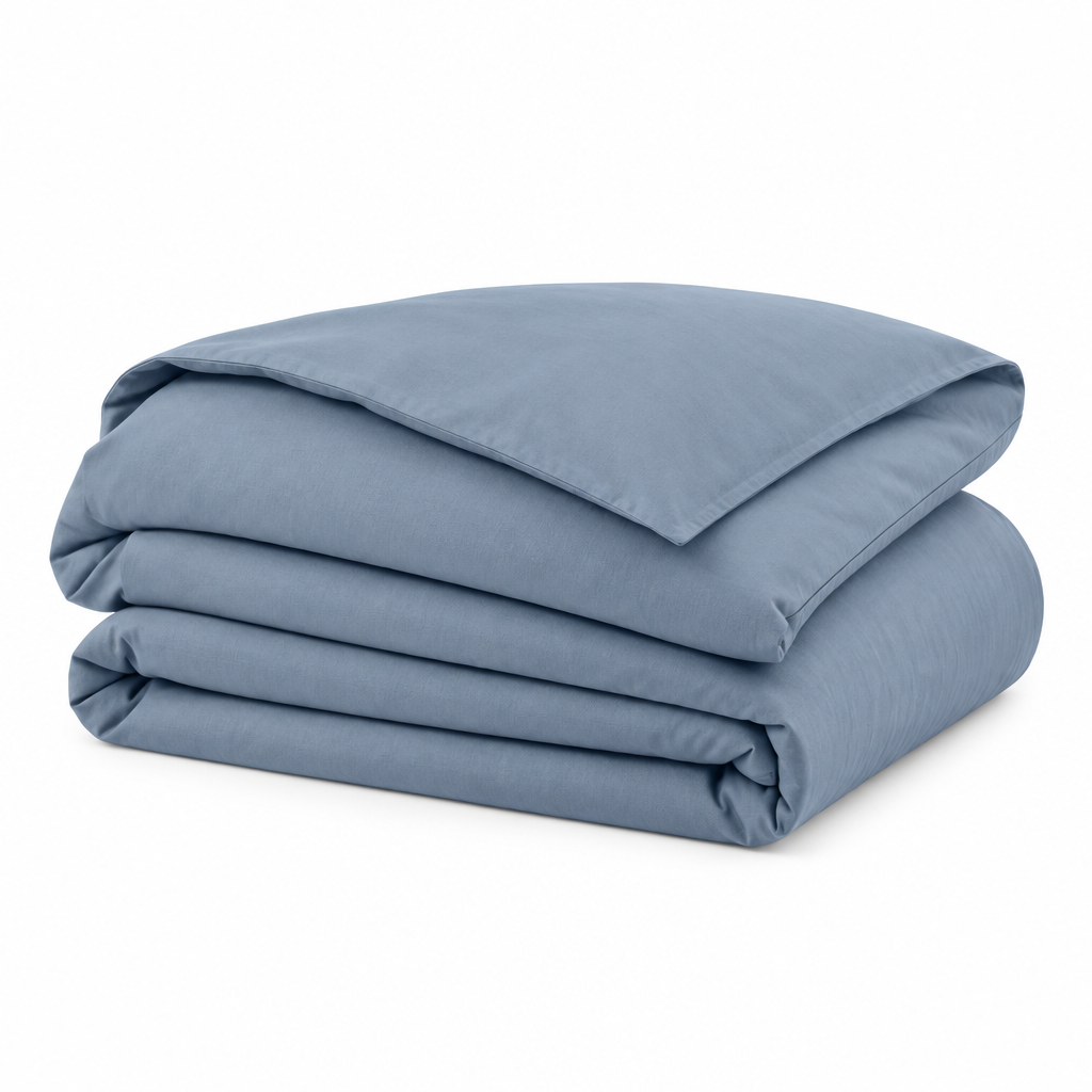 Blue Cotton Duvet Cover folded stack