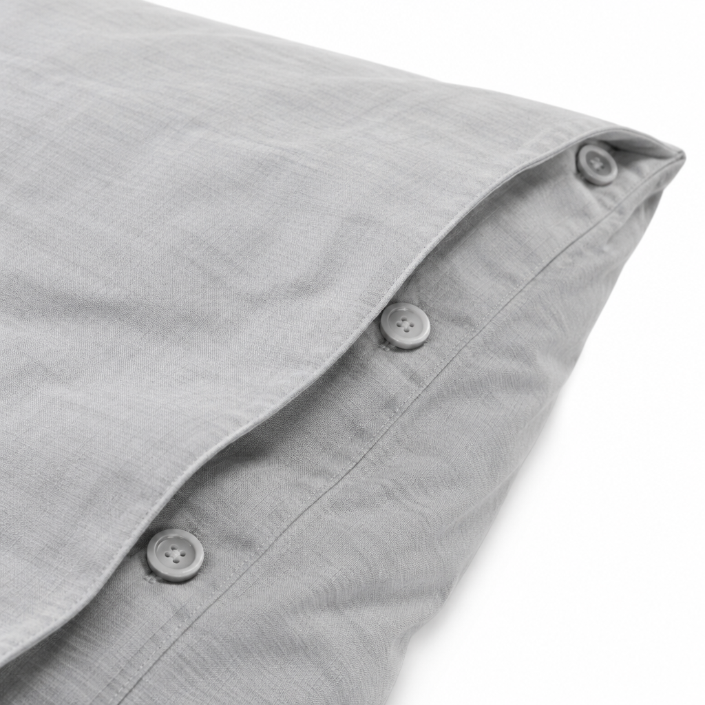 Grey Cotton Duvet Cover fabric texture close up