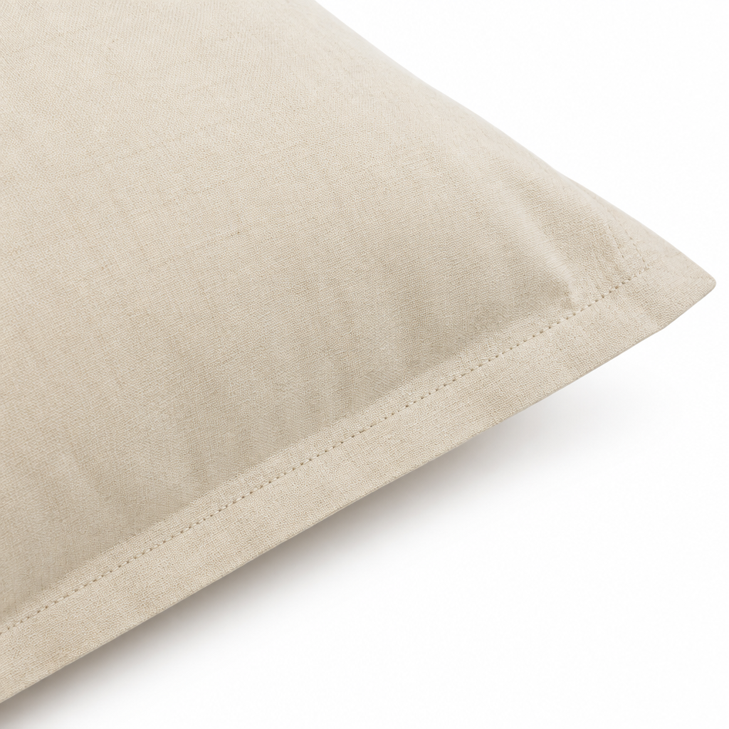 Cream Cotton Pillowcase fabric texture close up