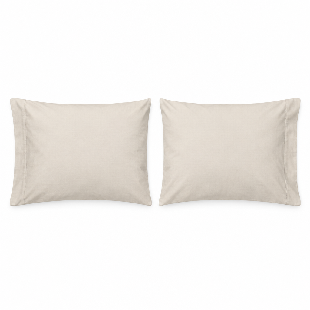 Cream Cotton Pillowcase Set flat lay
