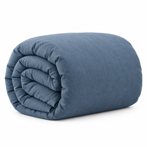 Blue Duvet Comforter rolled