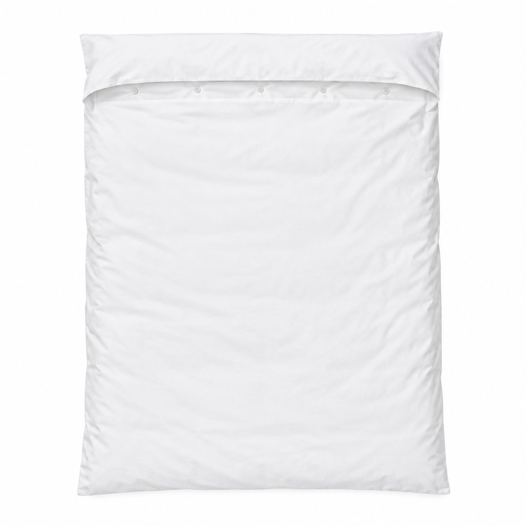 White Cotton Duvet Cover flat lay