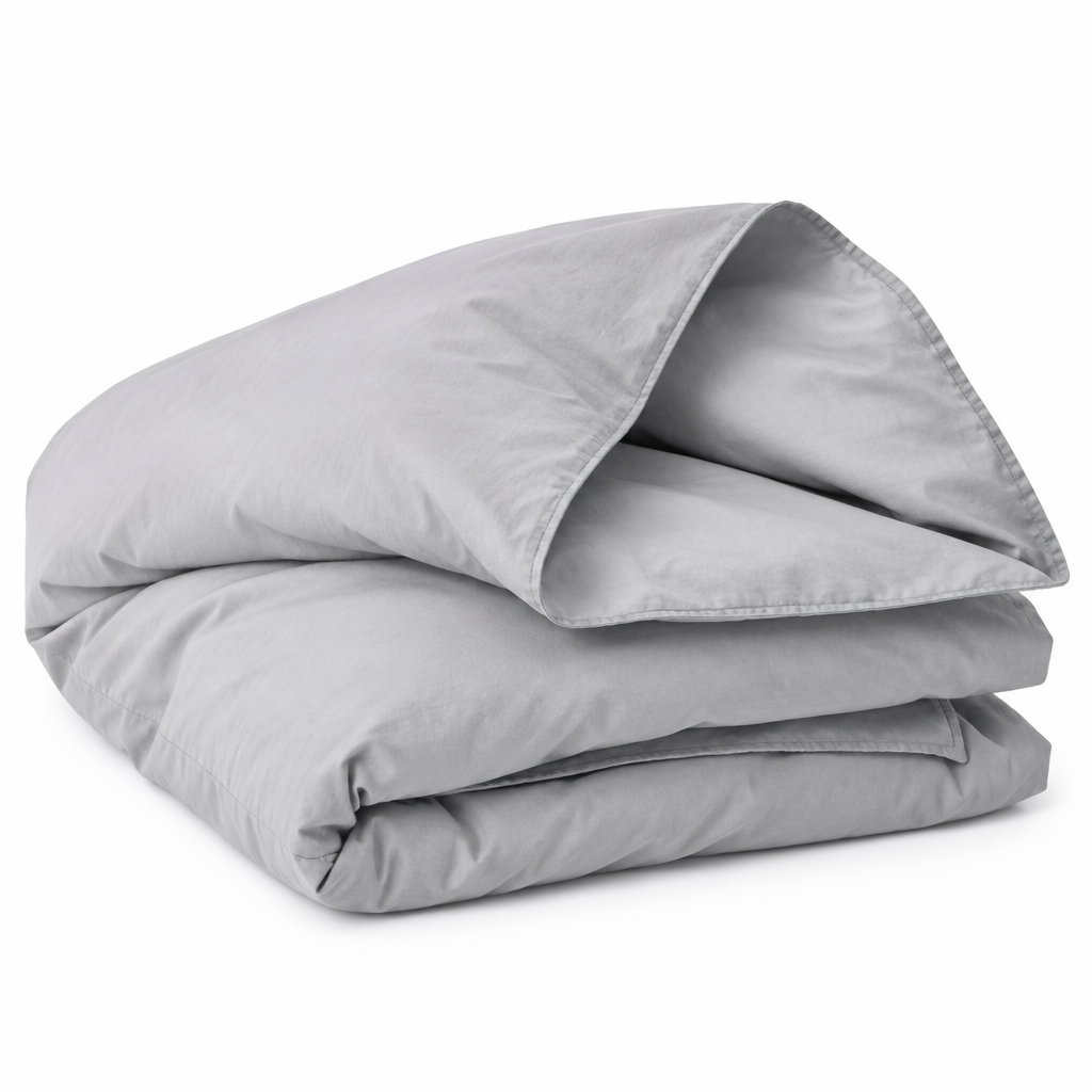 Grey Cotton Duvet Cover loosely folded view