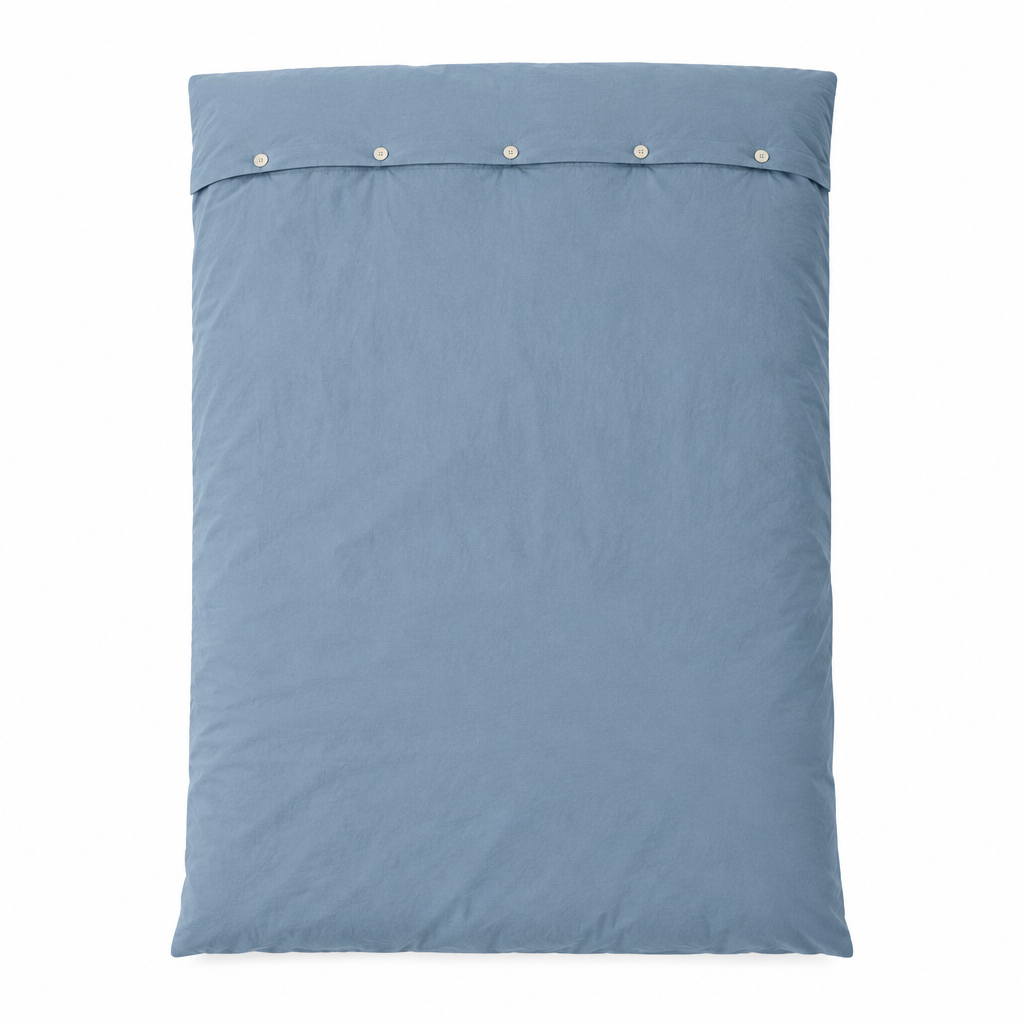 Blue Cotton Duvet Cover flat lay