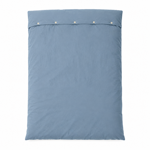 Blue Cotton Duvet Cover flat lay
