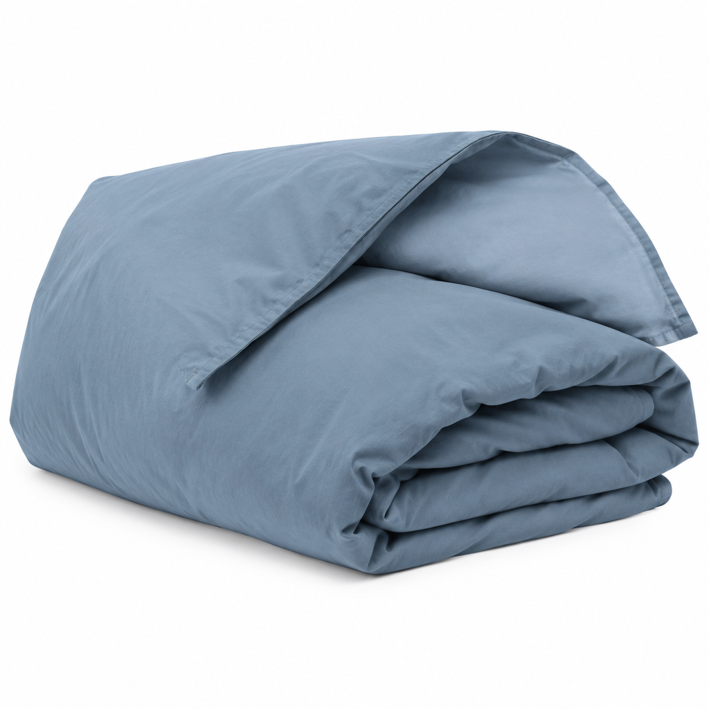 Blue Cotton Duvet Cover loosely folded view