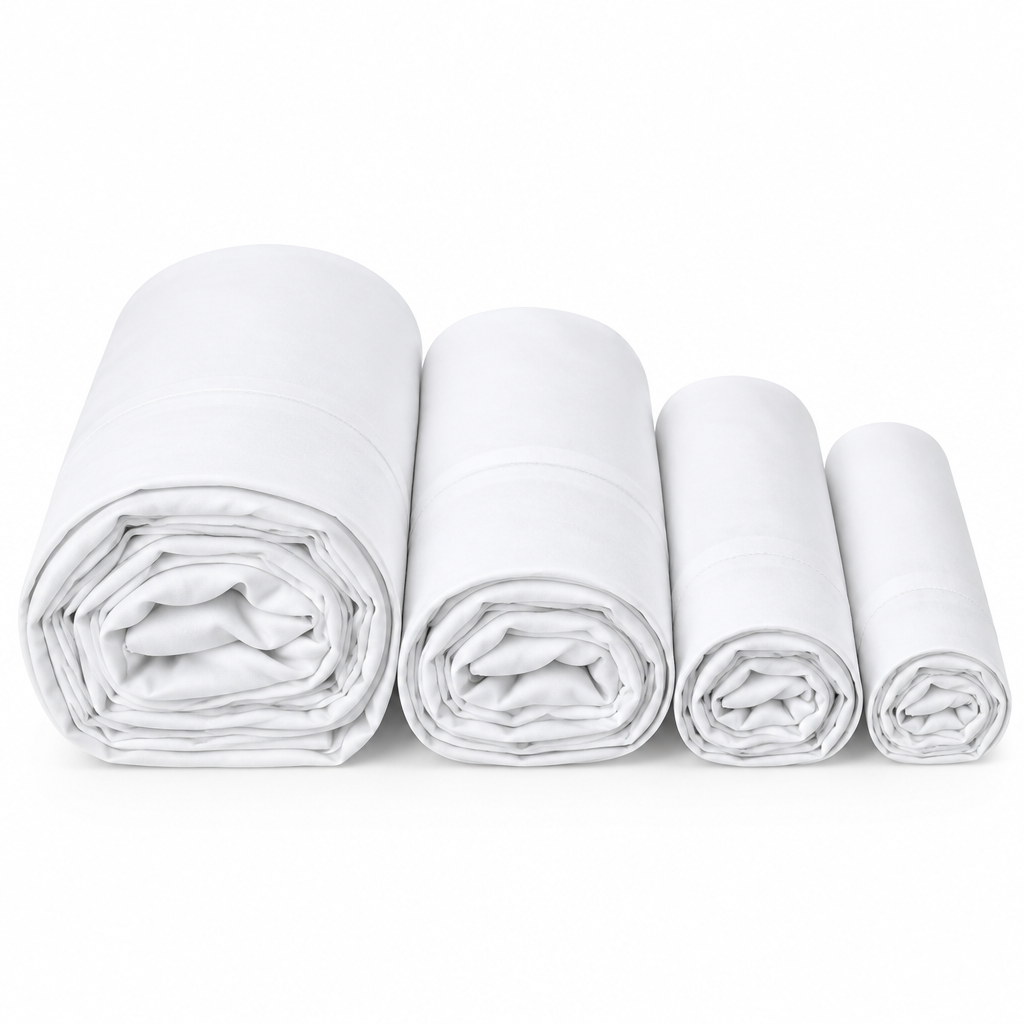 White Cotton Sheet Set rolled pieces