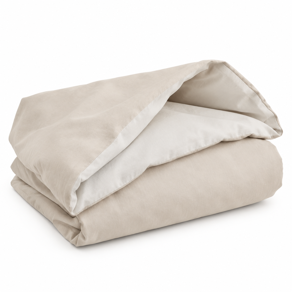 Cream Cotton Duvet Cover loosely folded view