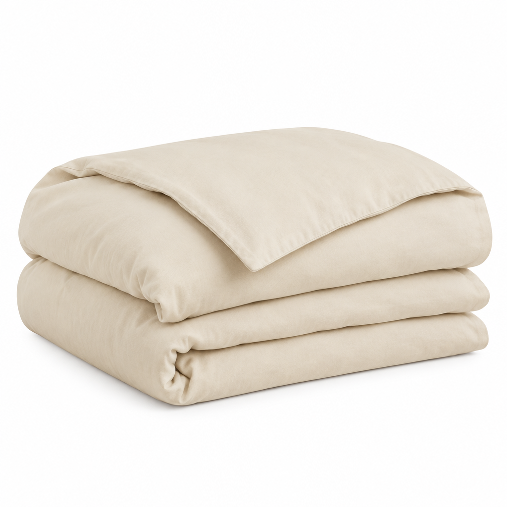 Cream Cotton Duvet Cover folded stack