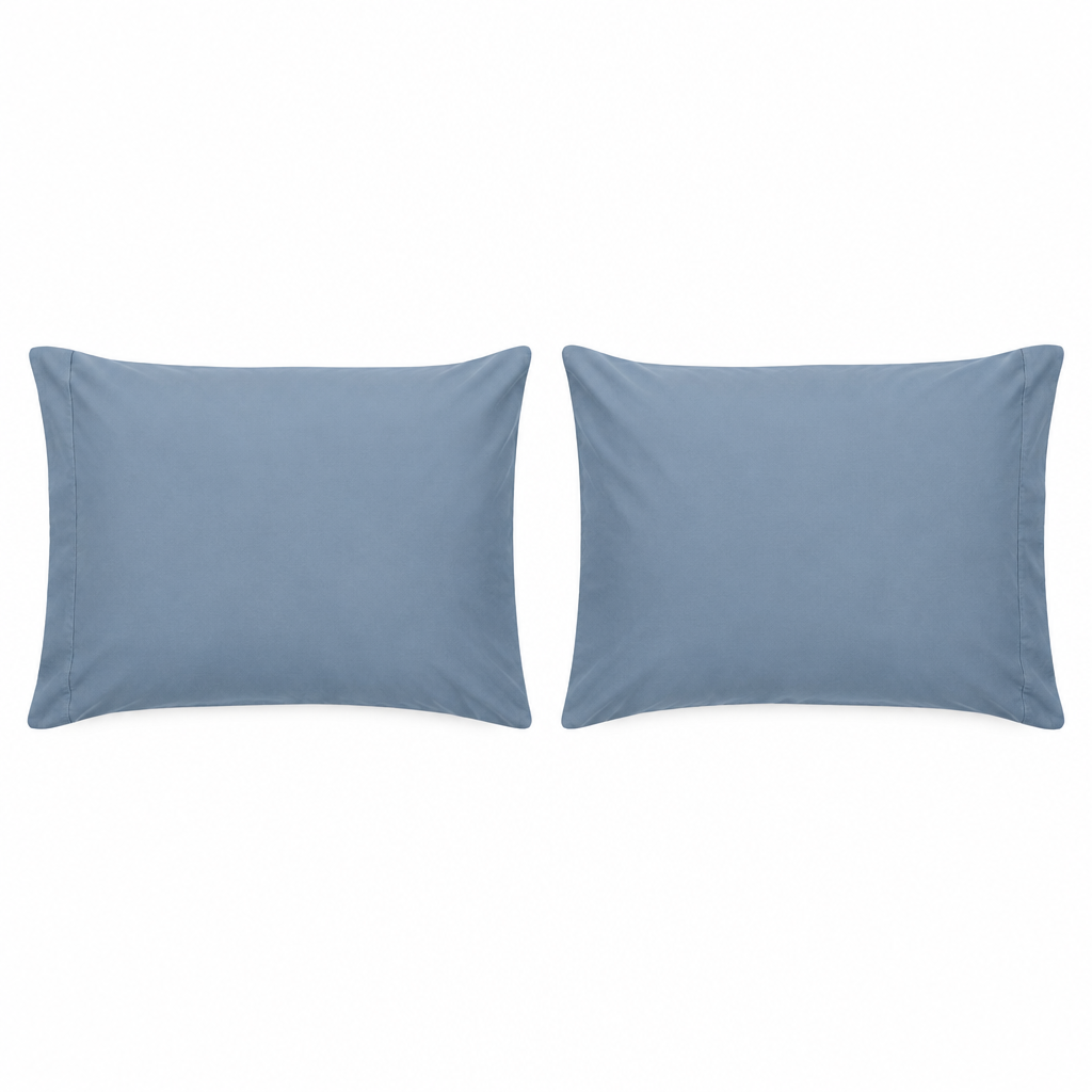 Blue Cotton Pillowcase Set flat lay