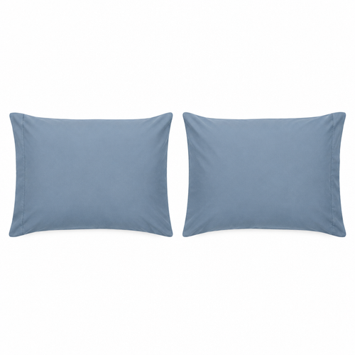 Blue Cotton Pillowcase Set flat lay