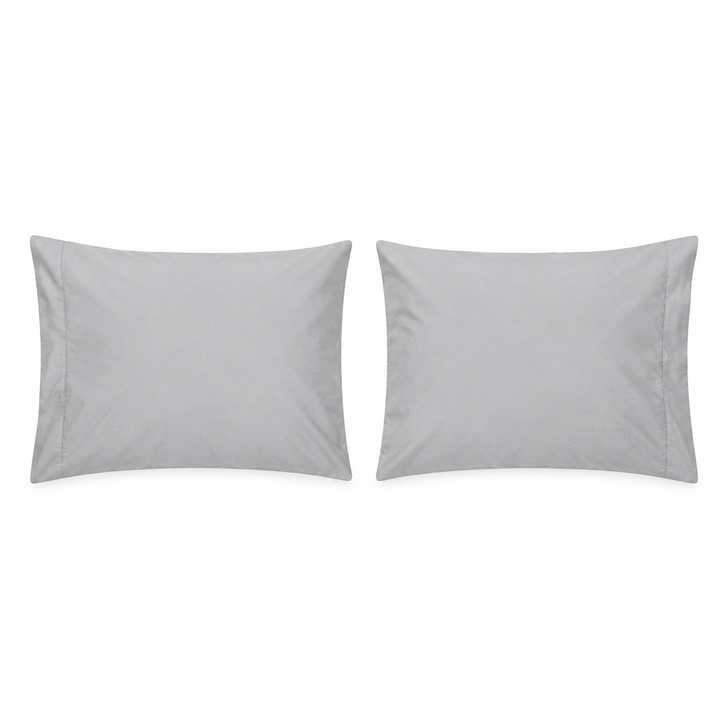 Grey Cotton Pillowcase Set flat lay