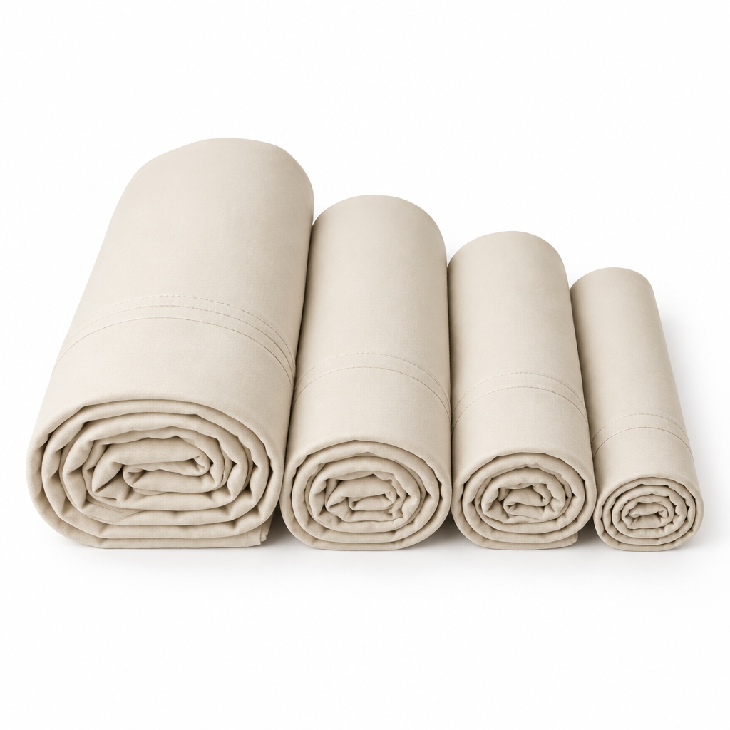 Cream Cotton Sheet Set rolled pieces