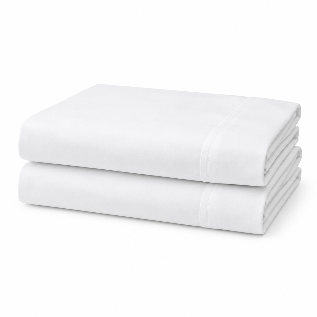 White Cotton Pillowcase Set folded stack