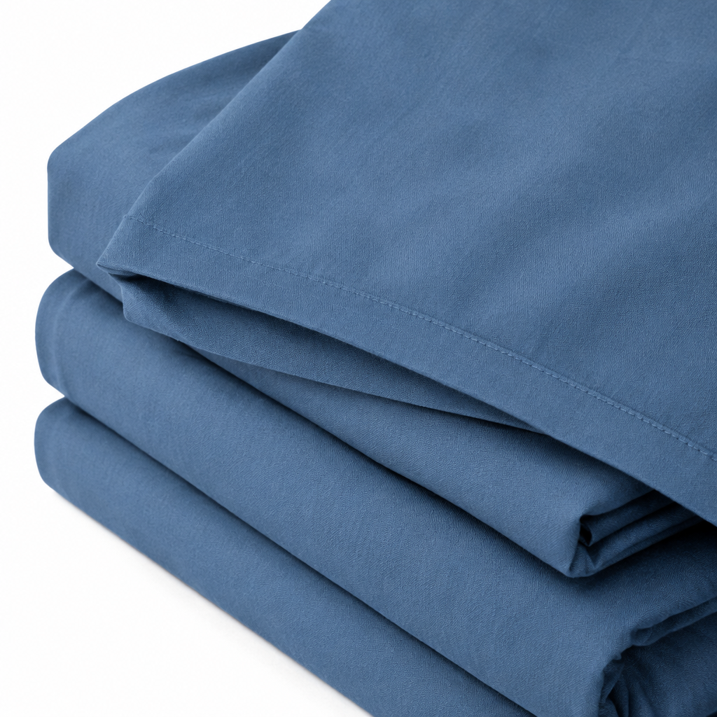 Classic Blue Sheets fabric close up
